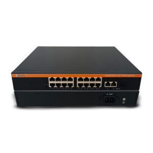 Secuview 16-Port PoE switch 300W | Gigabit, Uplink & SFP Connectivity.