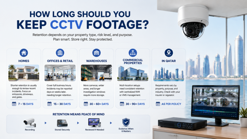CCTV footage retention requirements for homes, offices, warehouses and commercial properties