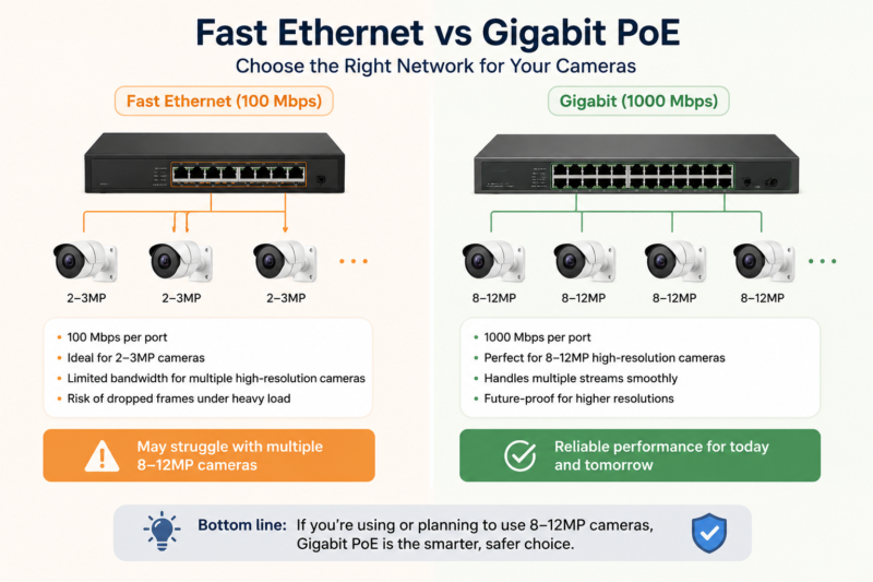 Should You Choose Fast Ethernet or Gigabit PoE