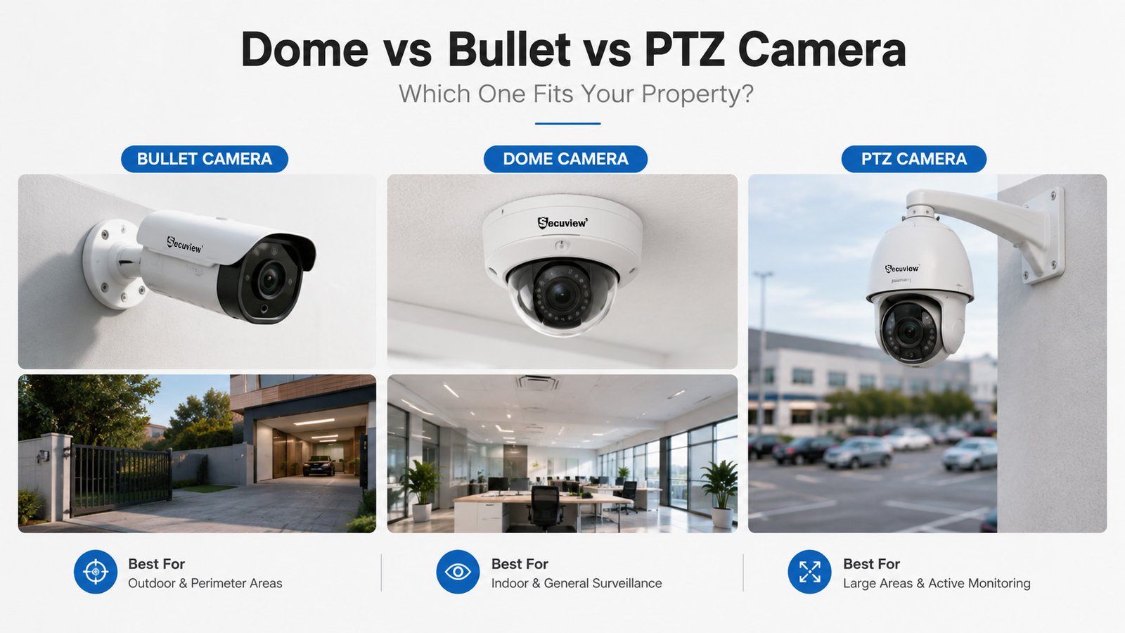 Dome vs Bullet vs PTZ Camera Comparison Guide for Homes and Businesses