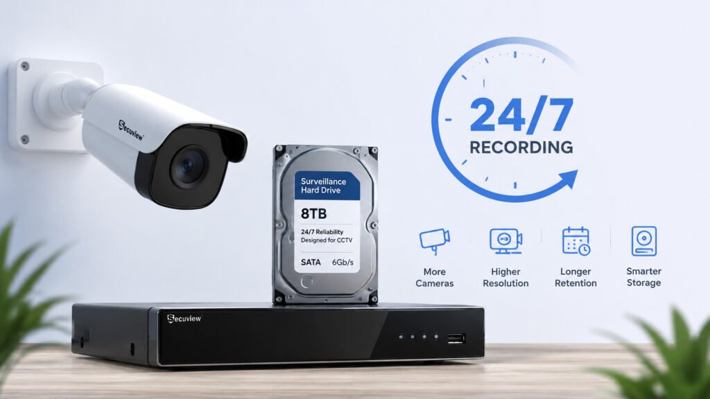 CCTV camera footage storage and retention on a security hard drive