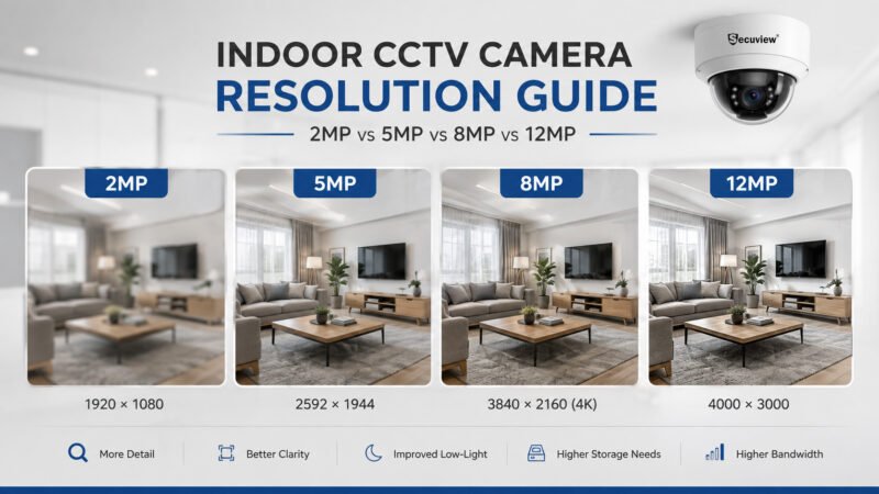 Indoor CCTV camera resolution comparison from 2MP to 12MP