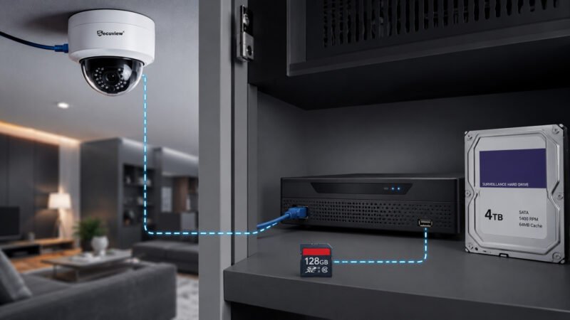 Local storage for indoor CCTV cameras using an NVR and SD card