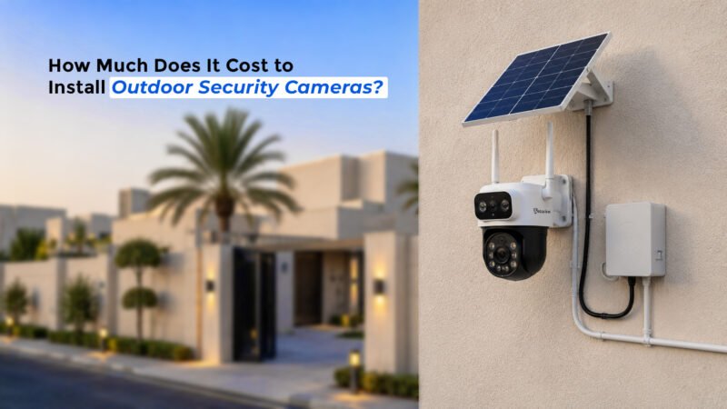 Outdoor CCTV installation in Qatar with security camera mounted on a villa