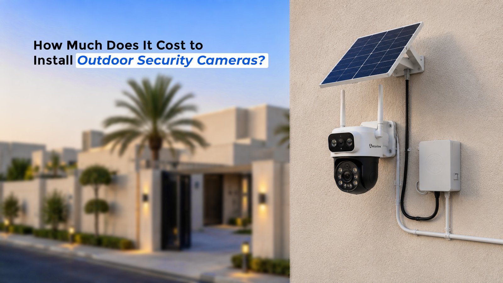 Outdoor CCTV installation in Qatar with security camera mounted on a villa