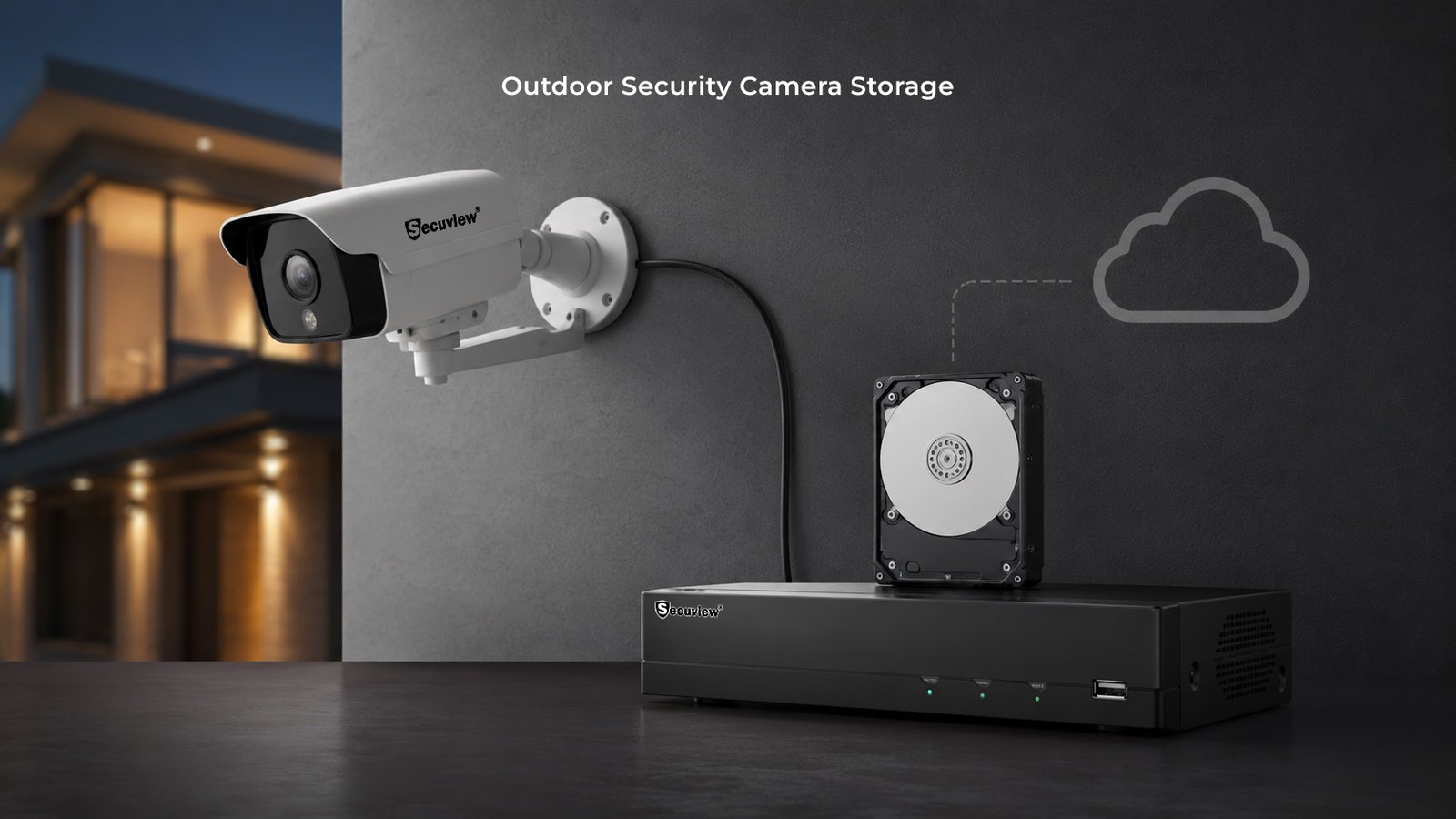 Outdoor security camera storage and NVR recording setup