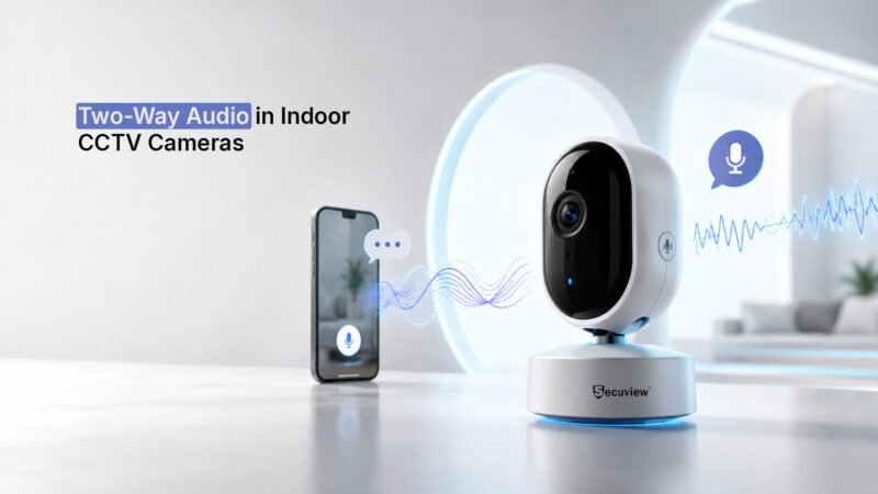 Indoor CCTV camera with two-way audio microphone and speaker